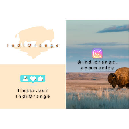 IO logo top right. Photo of tatanka with Instagram @ to the left. Our Linktree at the bottom corner.